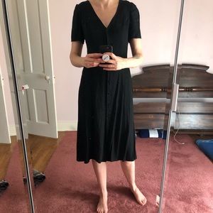 Reformation Black Cap Sleeve Midi Dress